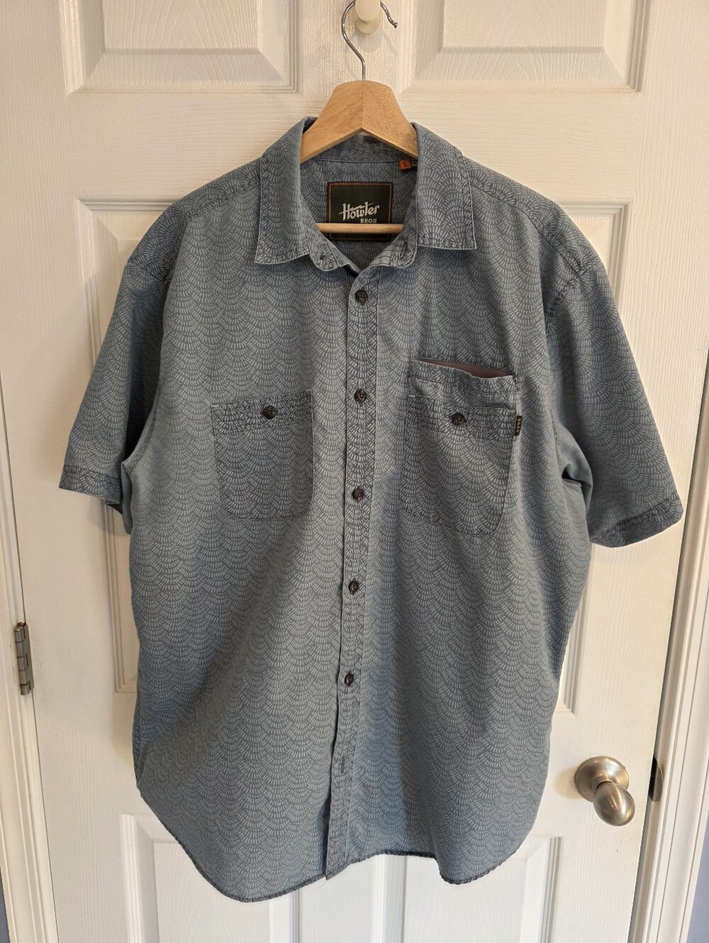 Howler Brothers Blue Geometric Short Sleeve Button-Down Shirt Large